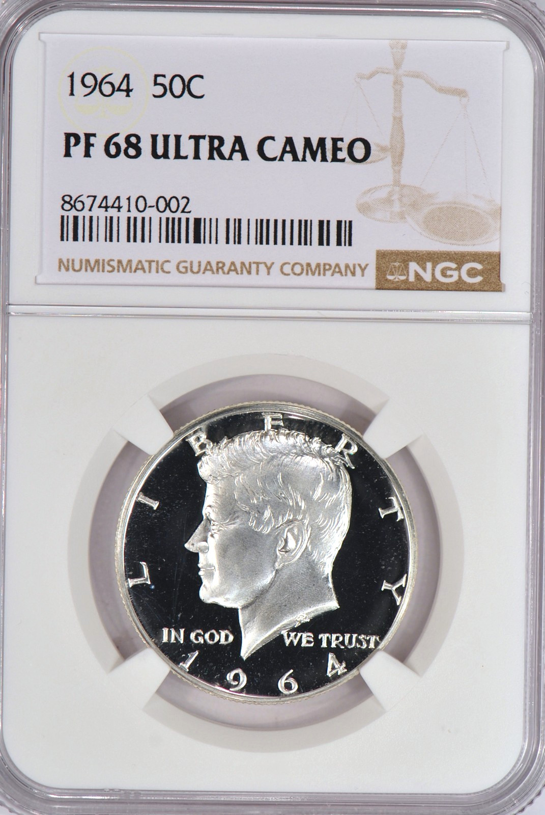 1964 Kennedy Half Dollar Proof NGC PF 68 ULTRA CAMEO PR 68 DCAM Frosty Coin 50C