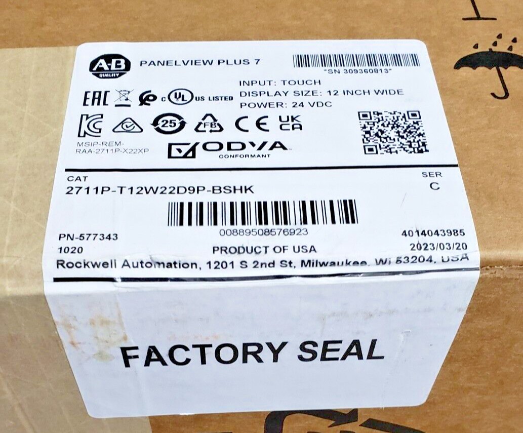 BRAND NEW Allen-Bradley 2711P-T12W22D9P-BSHK PanelView Plus 7 Color Touch 12''