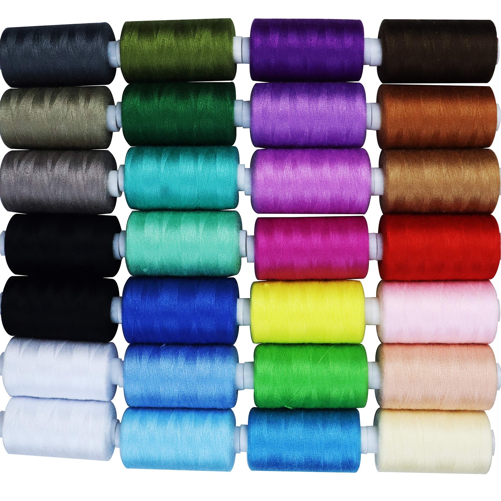 28 PCS Sewing Thread Polyester Spools Hand Machine Total 14000 Yards Craft