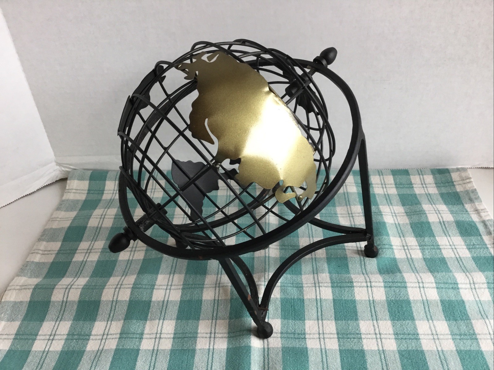 Black Wire frame Metal Globe Sculpture Desktop Art Home garden Decor NICE