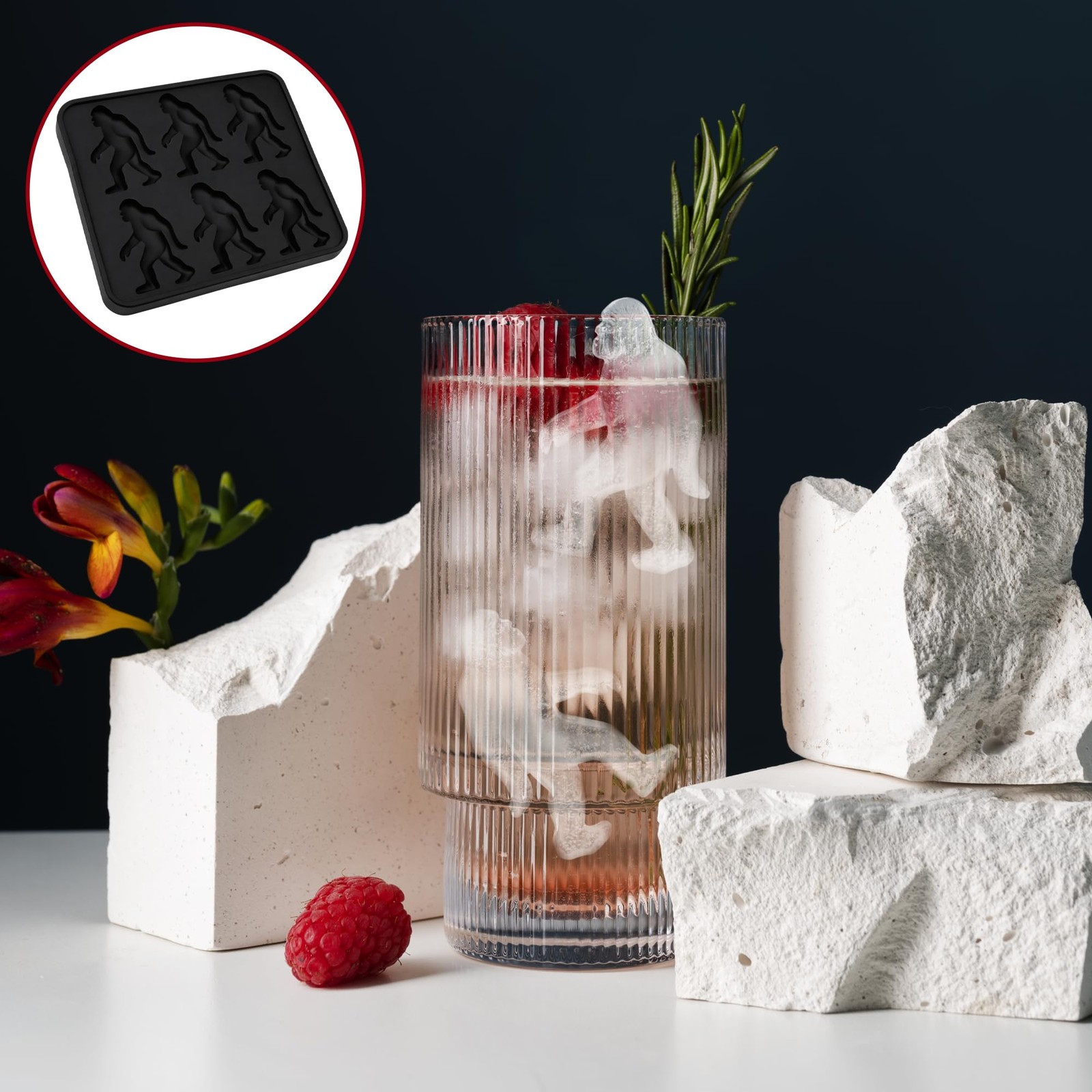 Bigfoot Shape Ice Cube Mold Funny Gift, Silicone Sasquatch Medium, Black