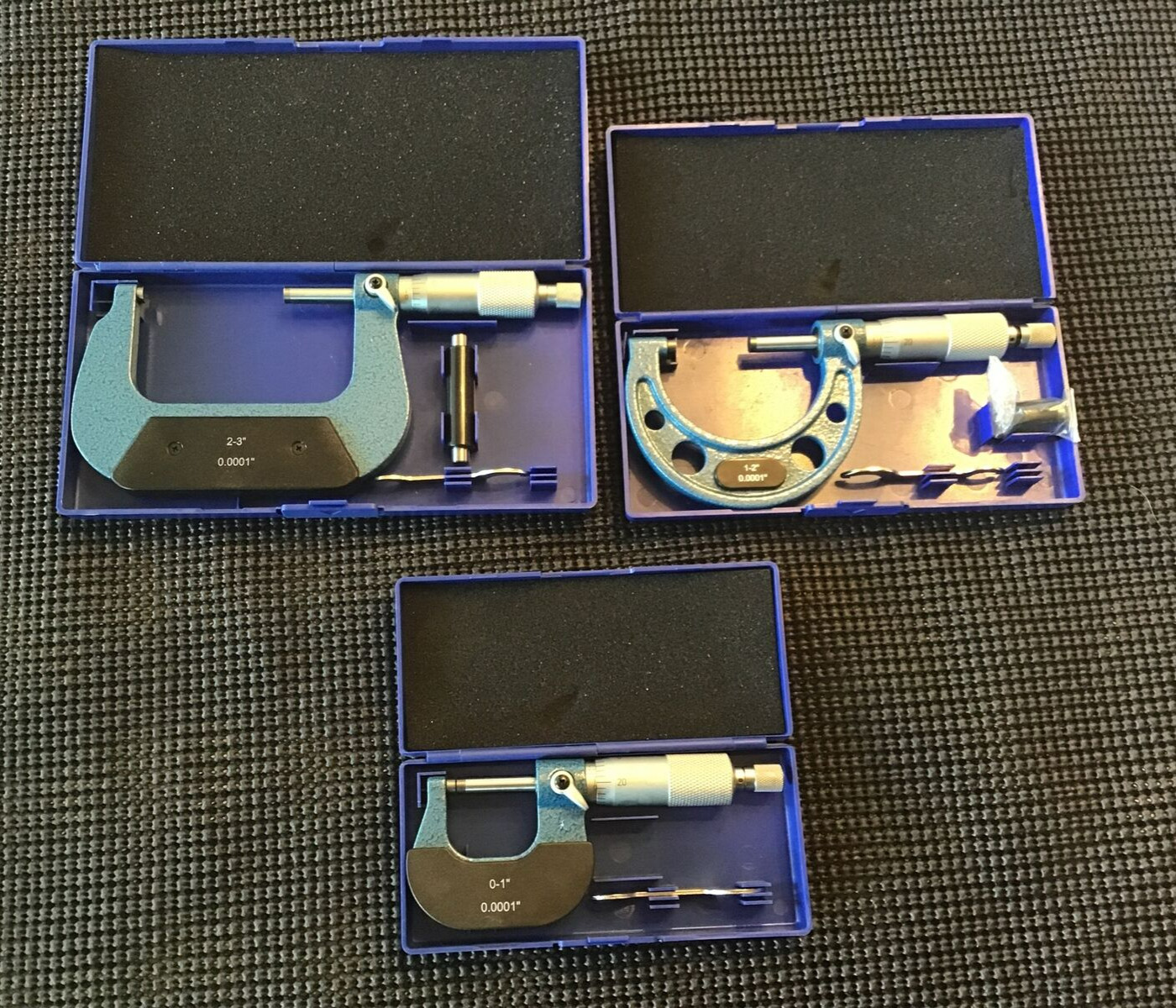 3 Piece Set HHiP Precision Outside Micrometers 0”-3”,  0.0001” Graduation