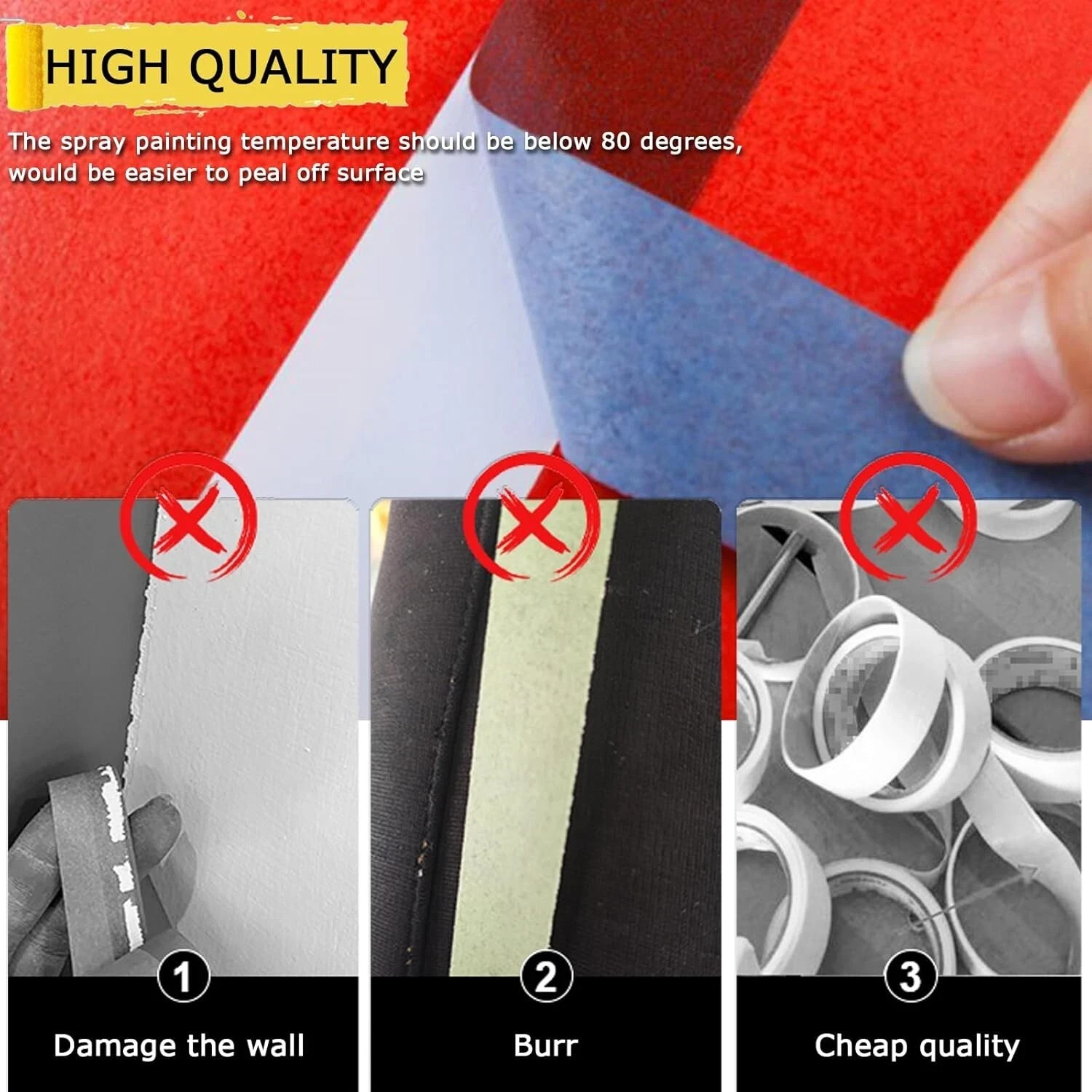 Automotive Masking Tape Blue Refinish Masking Tape Auto Body Paint Tape 4 Rolls