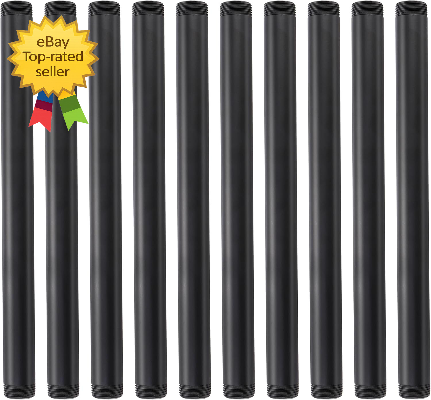 10 Pack 3/4 Inch X 12 Inches Black Pipe Fittings Industrial Iron Pipe Nipples  S