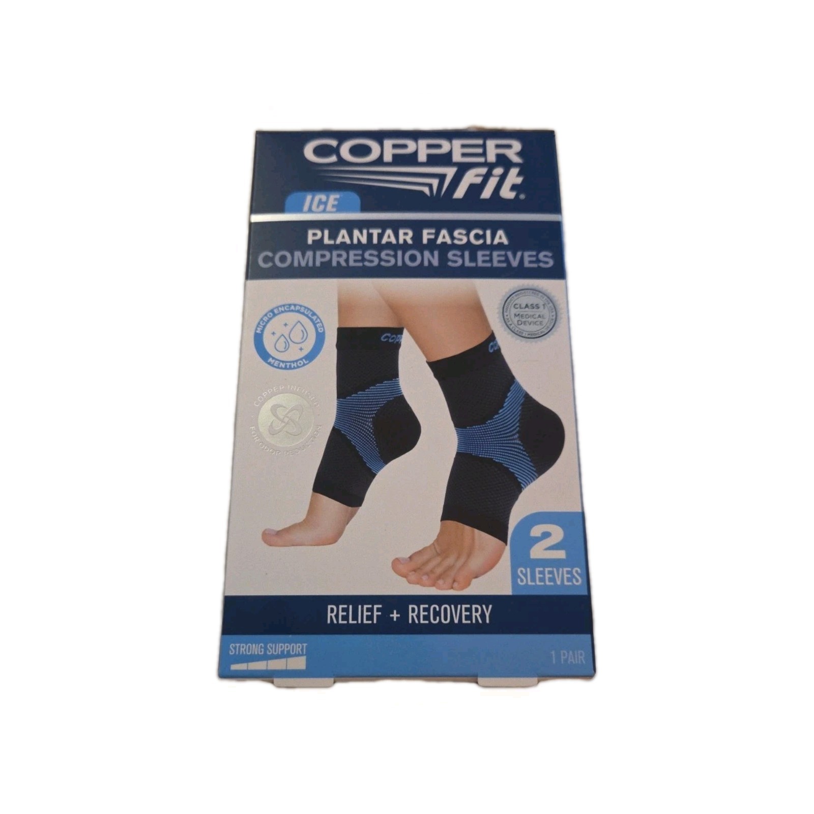 Copper Fit Ice Plantar Fascia Compression Sleeves 1 Pair Unisex Sz S/M 8"-10"