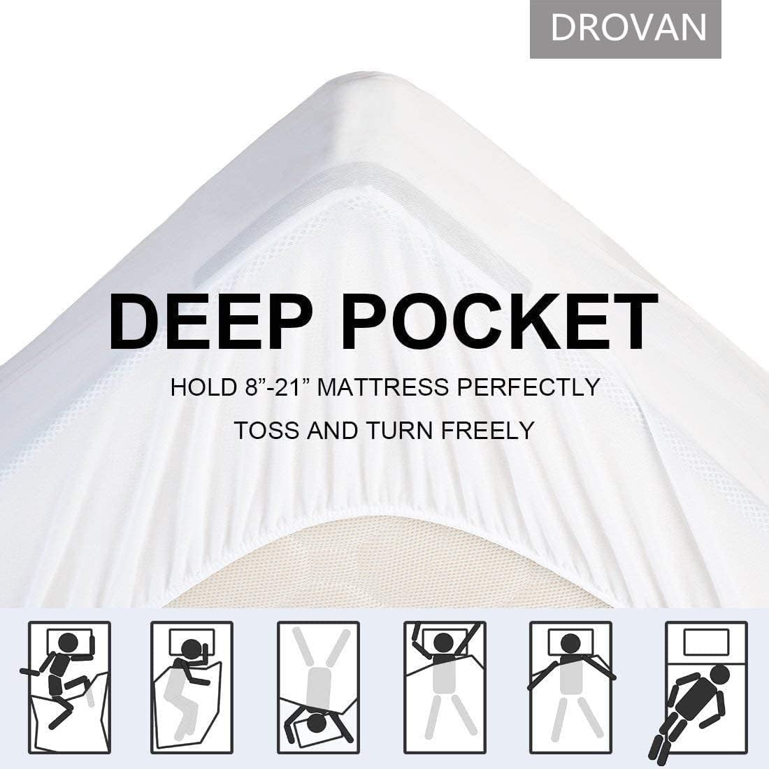 DROVAN Mattress Topper Queen Size - Extra Thick Pad Queen, White