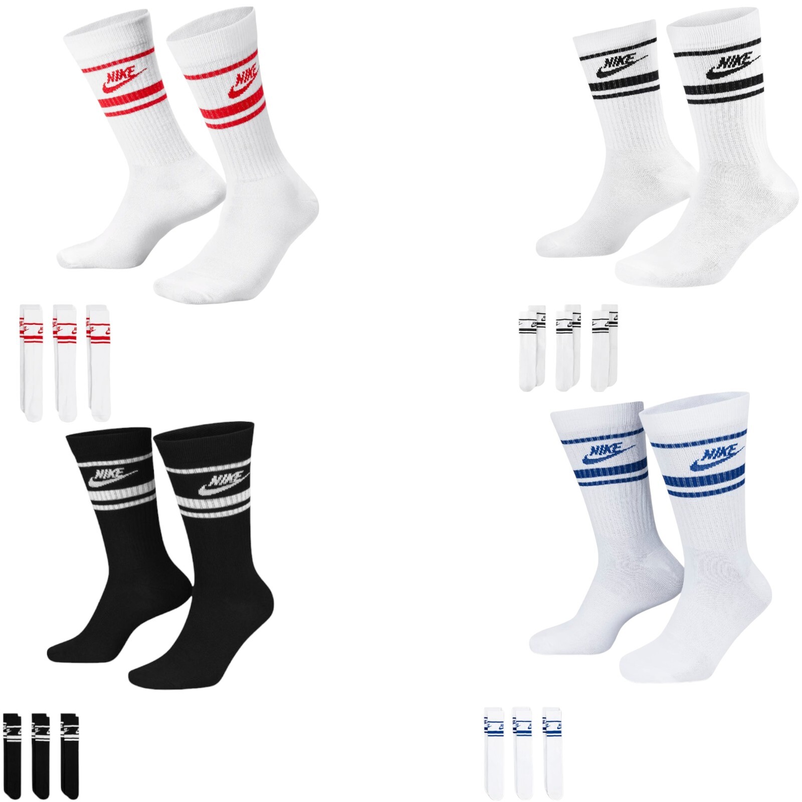 Nike Mens DX5089 Socks Sportswear DriFit Everyday Essential Crew Socks 3/6 Pairs
