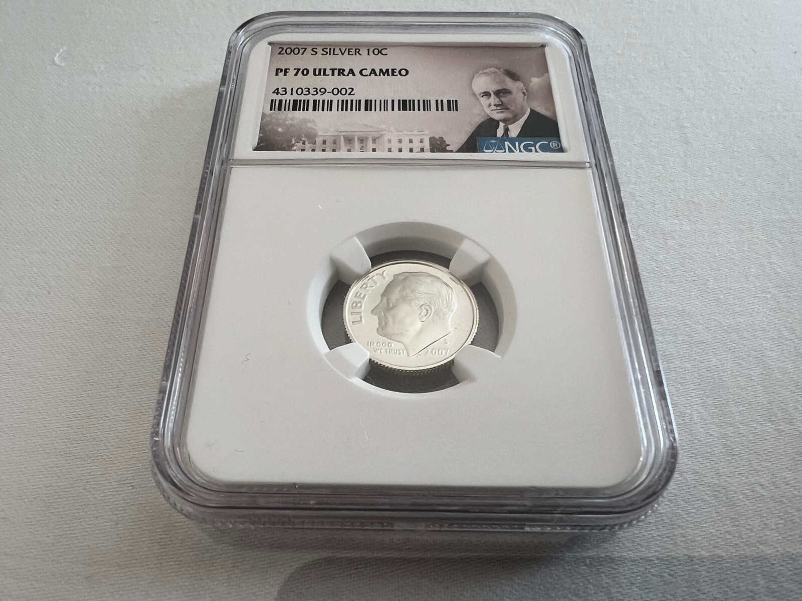 2007-S SILVER ROOSEVELT DIME NGC PF70 ULTRA CAMEO "PORTRAIT LABEL" TOP POP