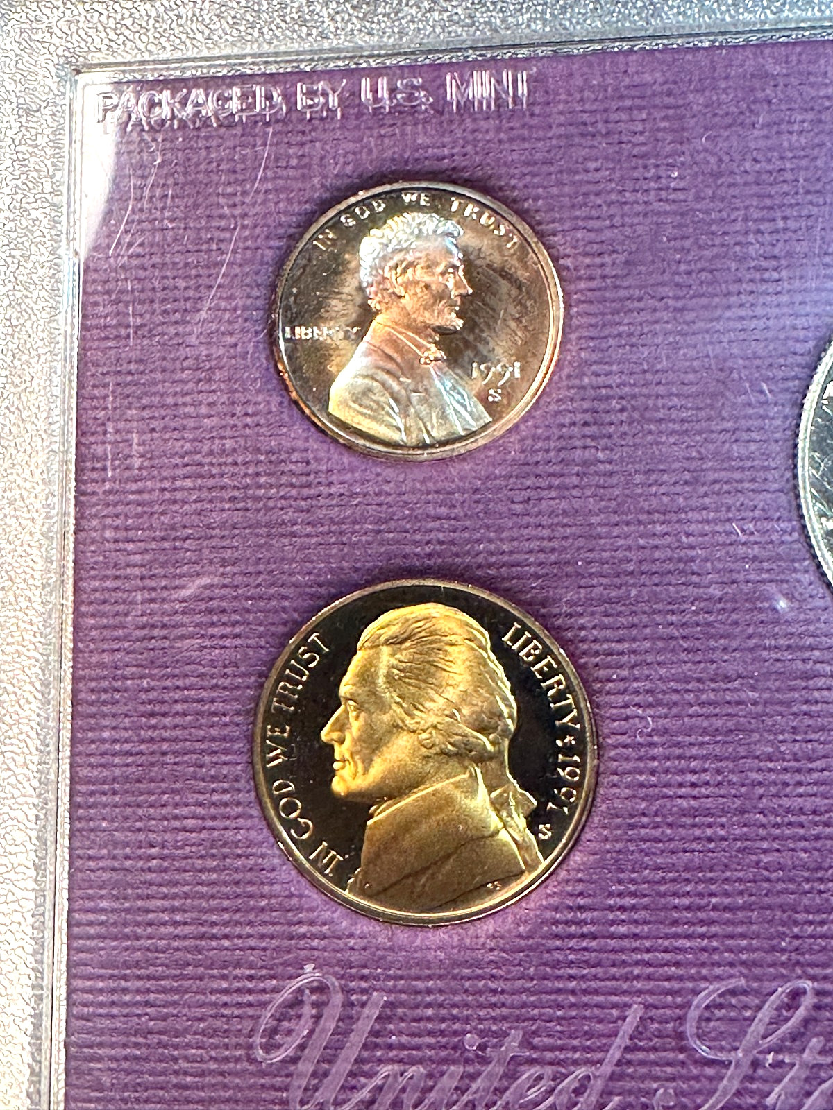 1991-S Proof Set Original Gorgeously Toned Cent & Nickel CHRC
