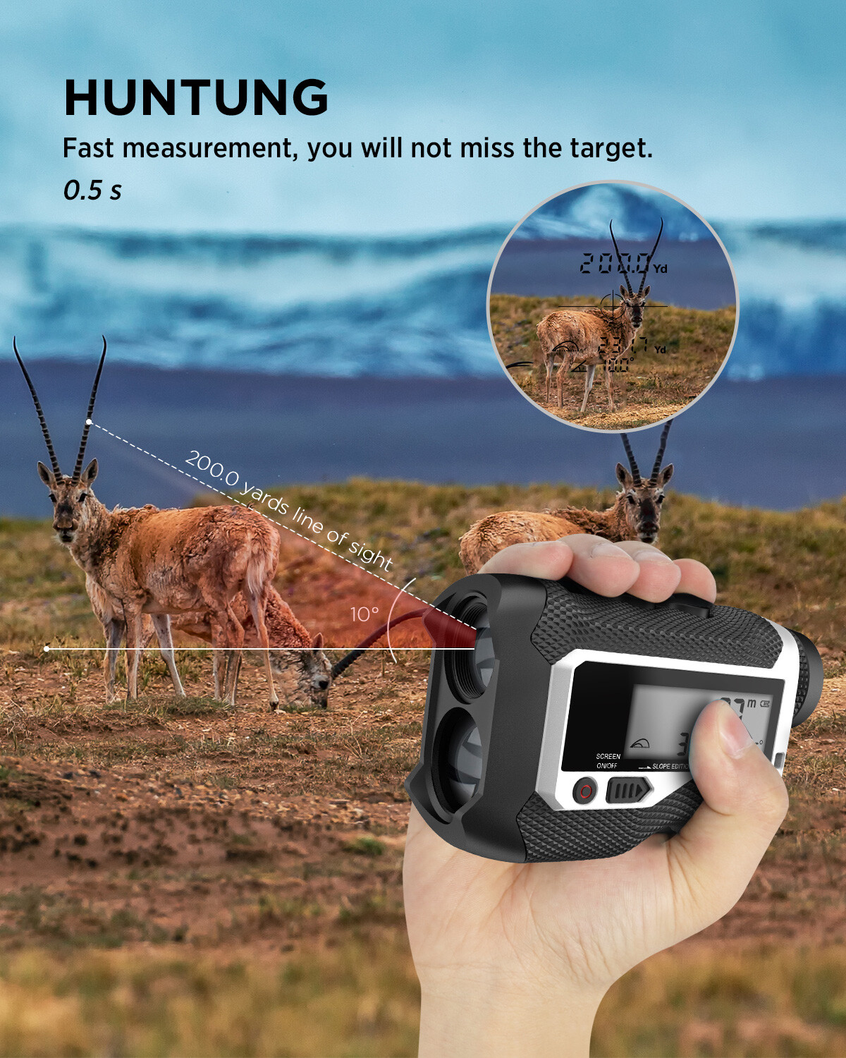 Mileseey 660Yards Golf Rangefinder External LCD Display Vibration Slope Switch