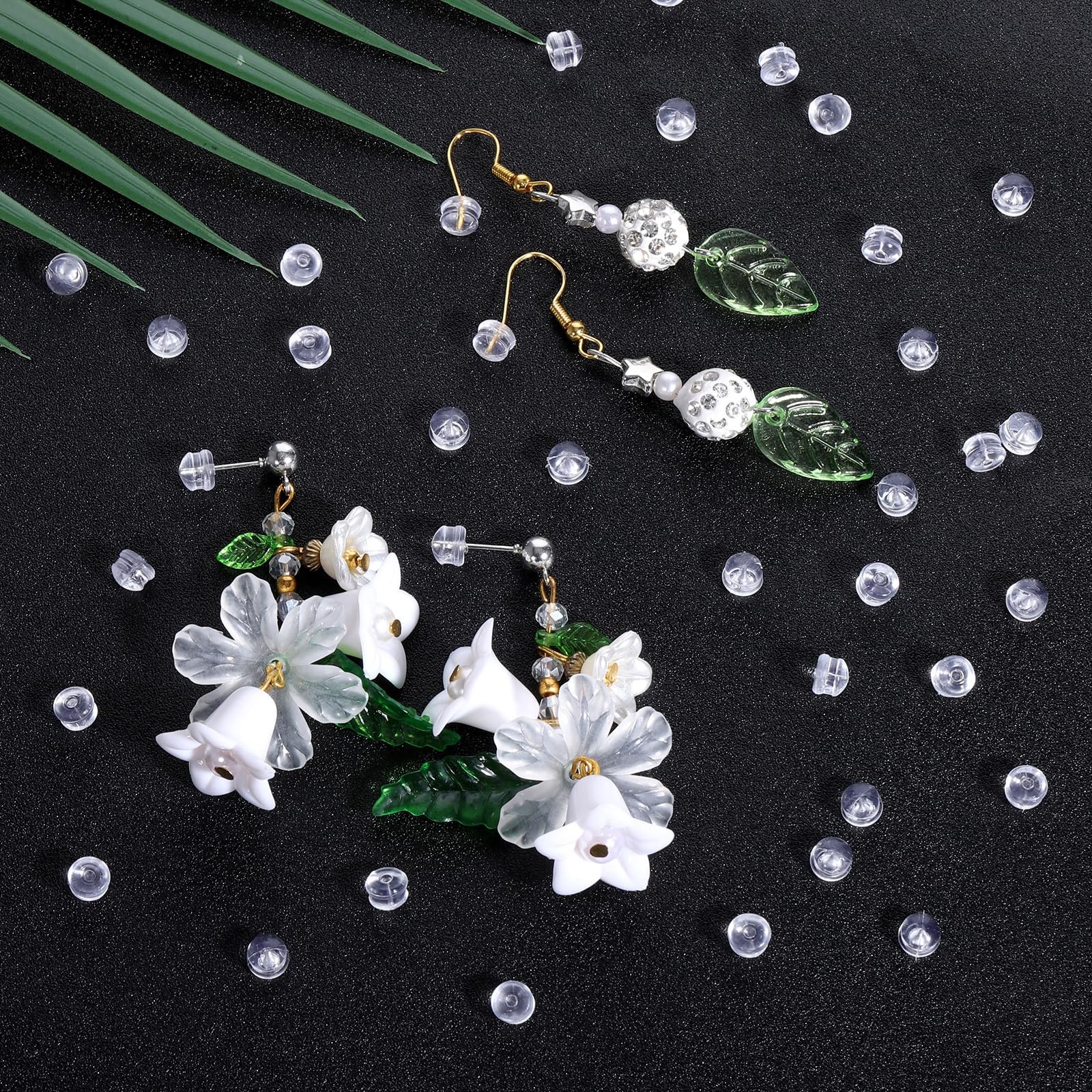 100PCS Silicone Earring Backs, Clear Rubber Stoppers for Studs, Pierced clear