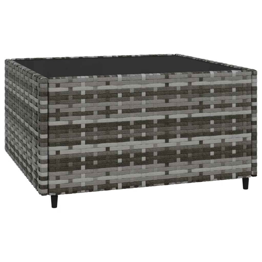 Patio Lounge Set Grey PE rattan, powder-coated steel, tempered glass