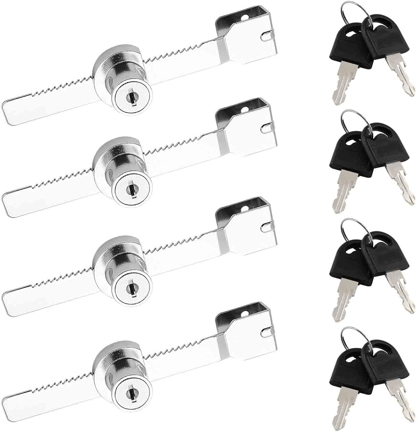 4 Pack Sliding Glass Door Ratchet Lock with Keys for Bookcase Showcase Display