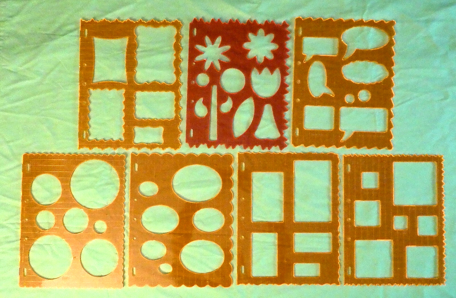LOT of 7 FISKERS TEMPLATES/STENCILS HARD PLASTIC CRAFTS SCAPBOOKING
