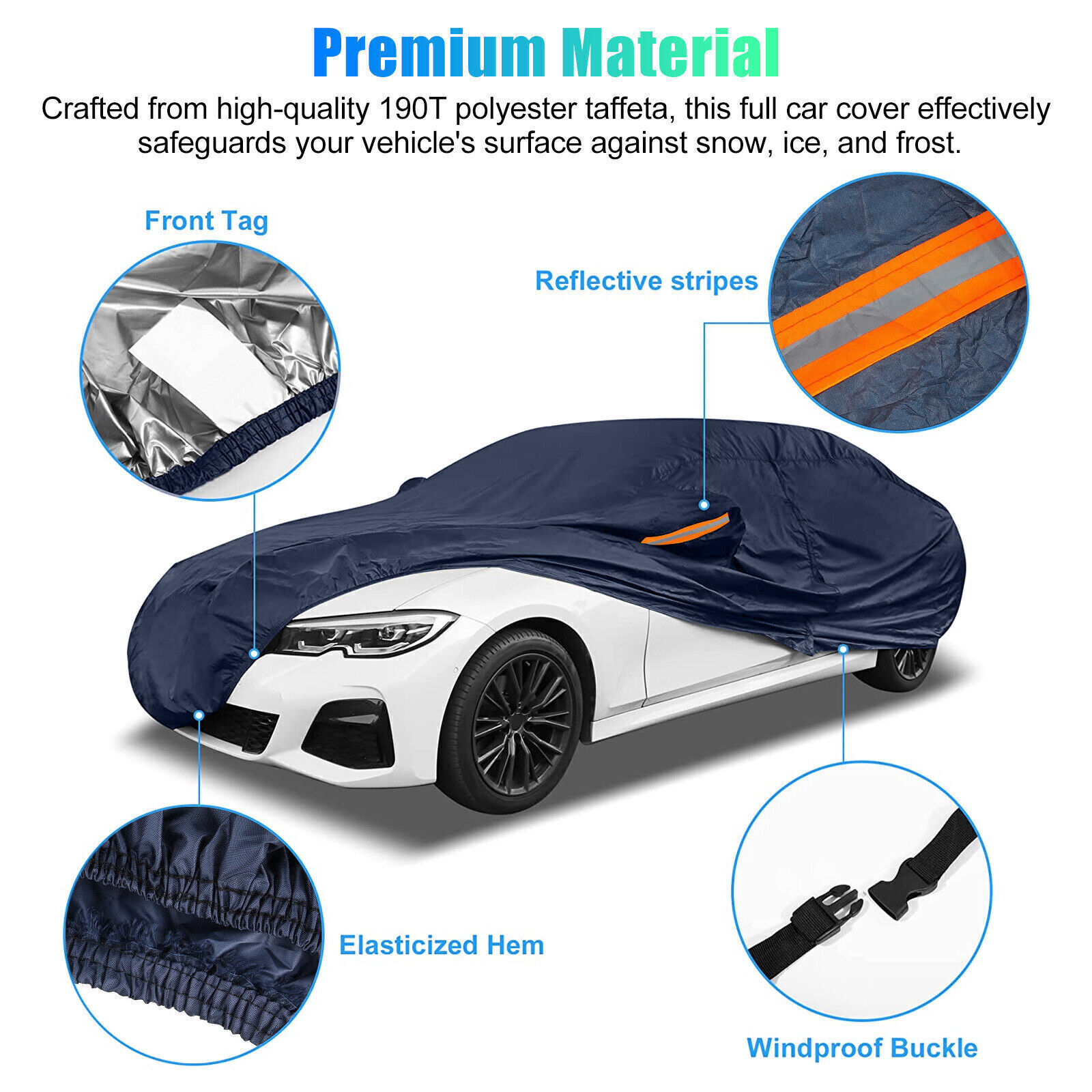Full Car Cover Waterproof All Weather Protection Anti-UV Rain Snow Anti Scratch