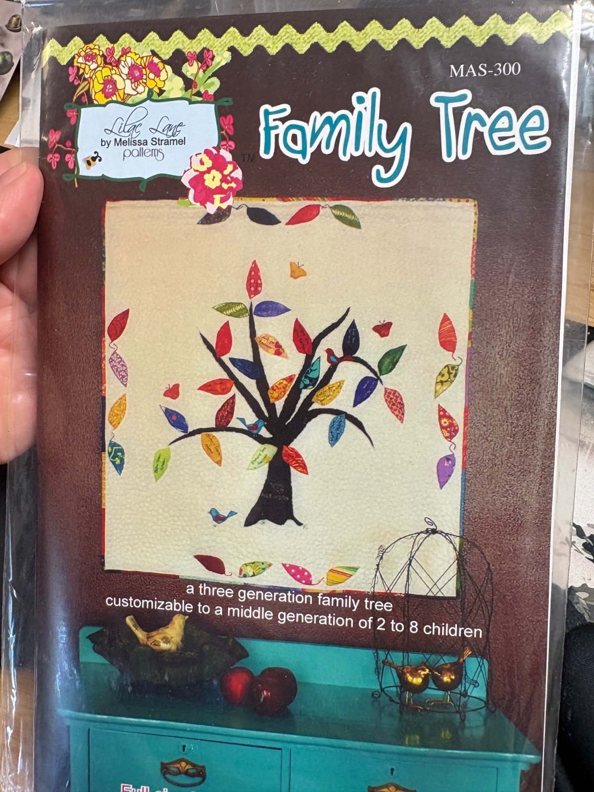 FAMILY TREE Wall Quilt Pattern with full-sized template, NEW,  36x39"