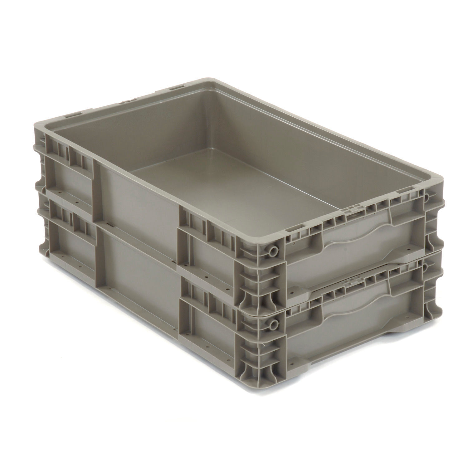 Global Industrial Stackable Solid Straight Wall Container 24"Lx15"Wx5"H Gray