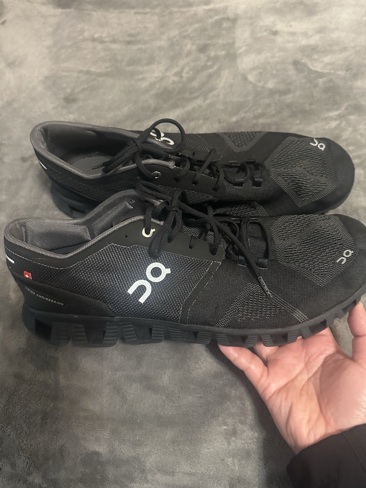 On Cloud Men's Black Mesh Running Shoes Breathable Lace Up