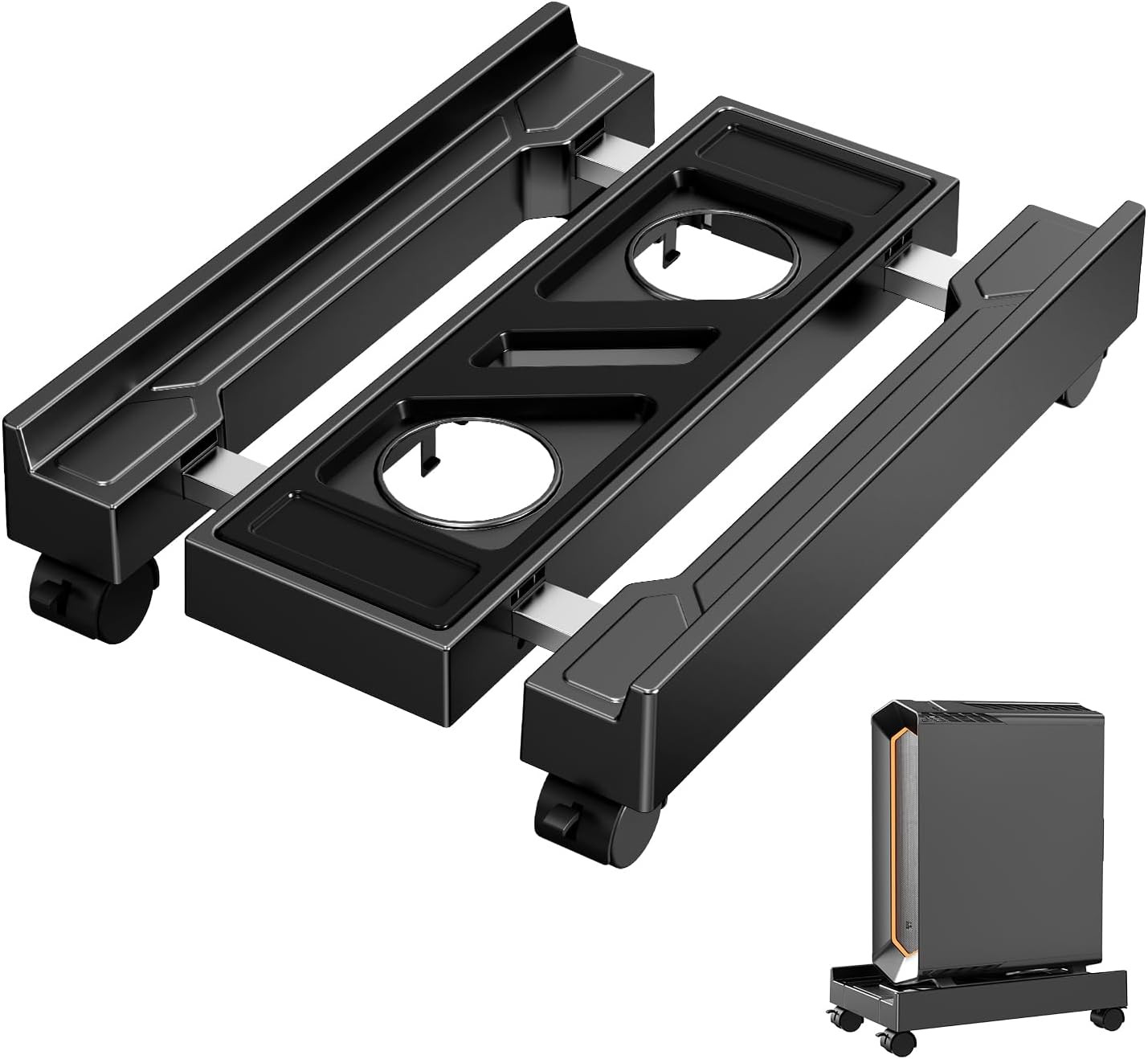 Adjustable Computer Tower Stand, Mobile CPU Stand with 4 Rolling Caster