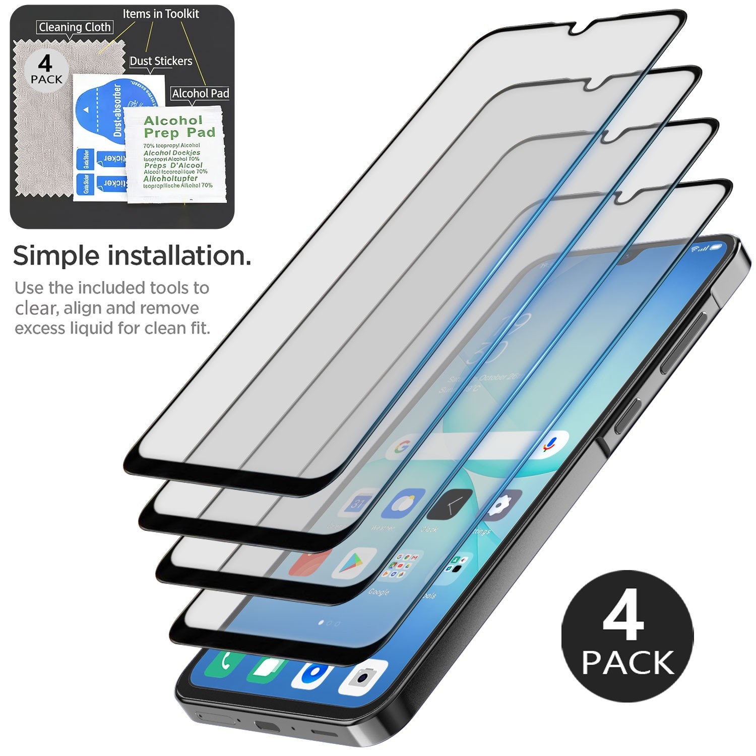 4Packs For Samsung Galaxy A17 Clear Tempered Glass Screen Protector Transparent