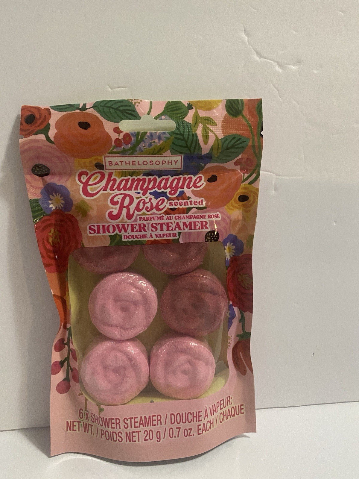 Bathelesophy Champagne Rose Scented Shower Steamers 6 Ct 0.7 oz Each Pink
