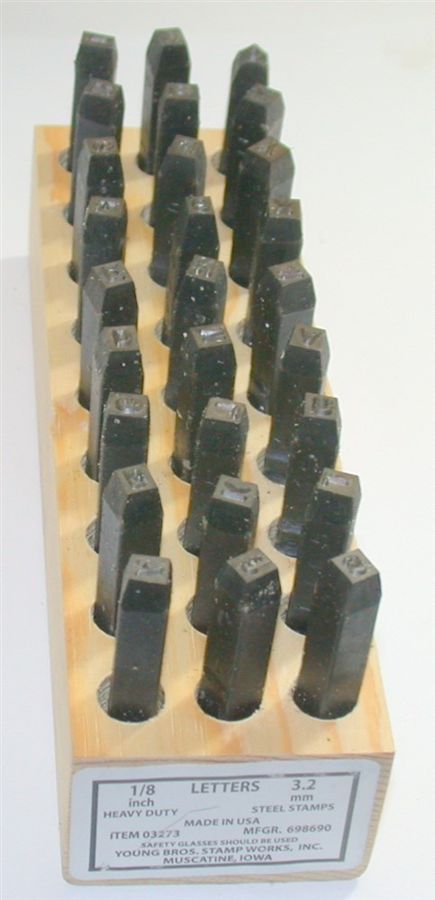 Young Bros 03273 Heavy Duty 1/8" Letter Stamp Set 27 pcs 2-1/2 x 5/16 in w/Case