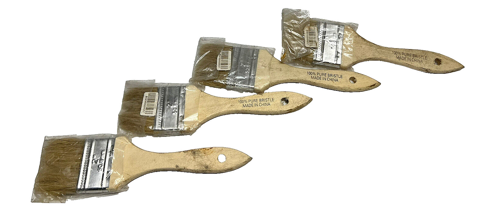 (Lot of 4)  2" Bristle Chip Brush - 100% Pure Bristle, 50.8mm **Free Shipping**