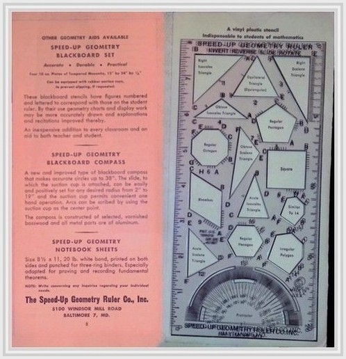 Speed-Up Geometry Ruler Baltimore 1950s Drafting Protractor Stencil Set