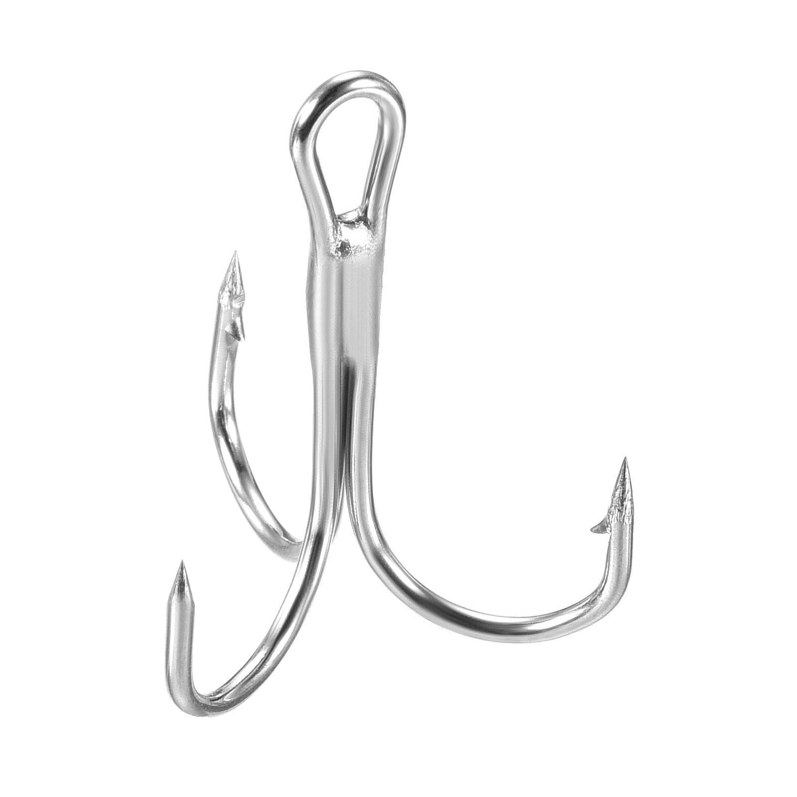 20Pcs 4# 0.91" Treble Fish Hooks Carbon Steel Sharp Bend Hook w Barbs White
