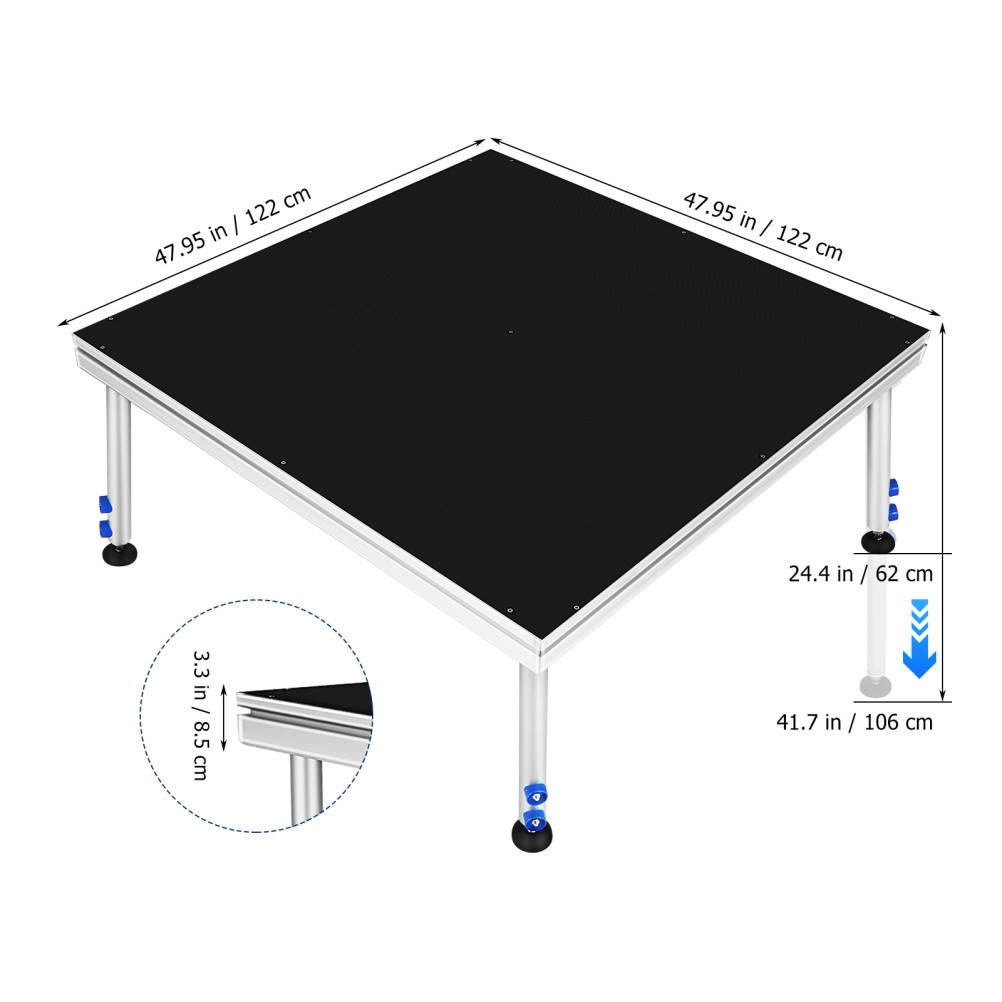 Portable Stage 4x4 ft Height Adjust Stage Riser 24"-40" Modular Stage Platform