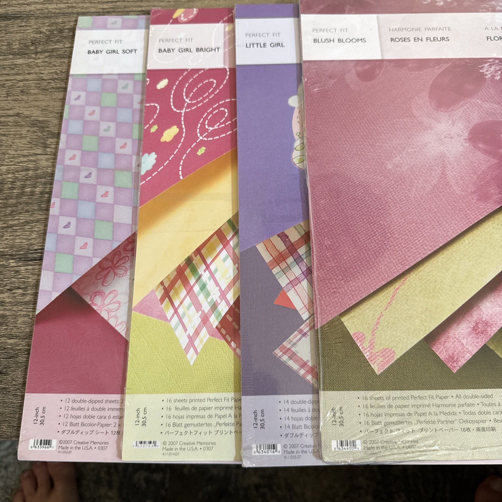 LOT OF 4 CM PERFECT FIT PAPER BABY GIRL SOFT/BRIGHT/little Girl/Blush B 12x12NEW