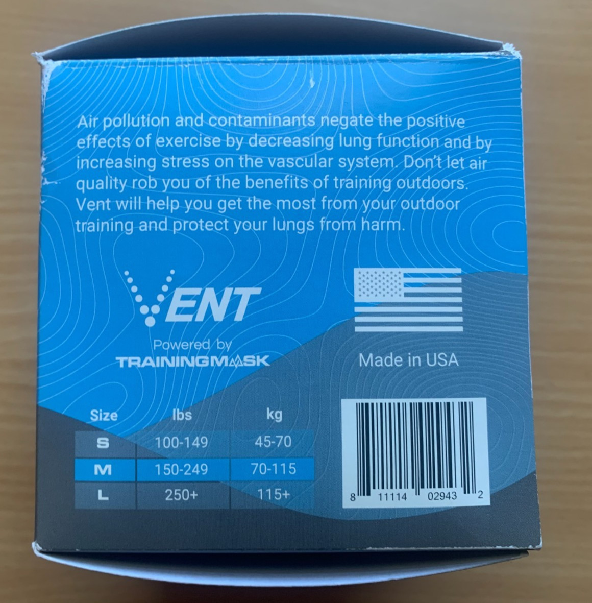 Authentic VENT Filtration Training Mask 1pc Medium M Carbon Filter - Open Box