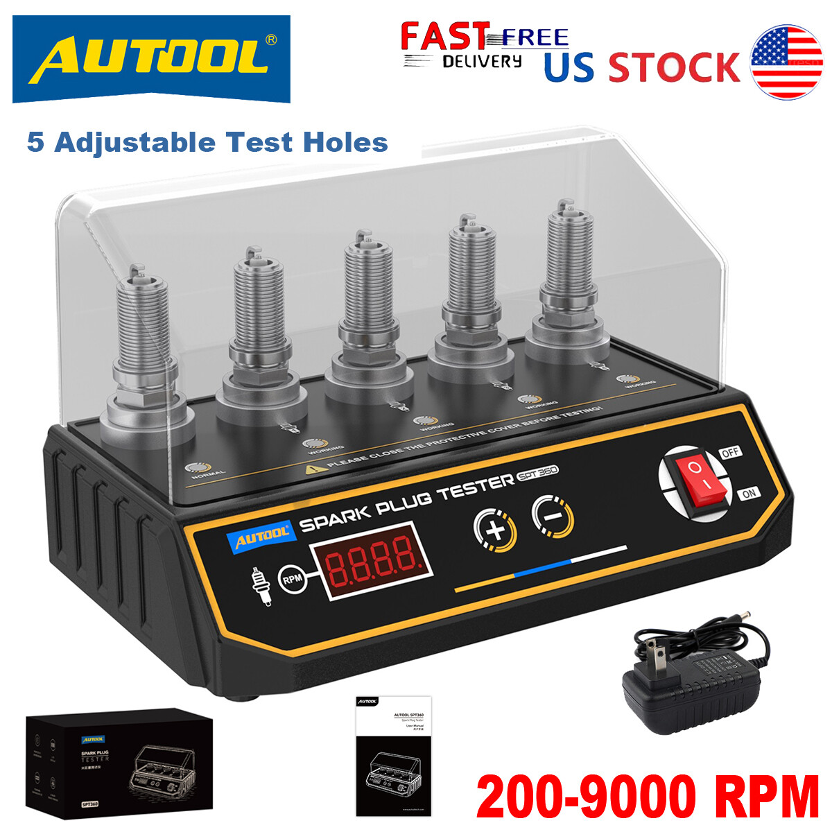 Car Spark Plug Tester Digital Auto Ignition System Analyzer 5 Holes Detector 12V