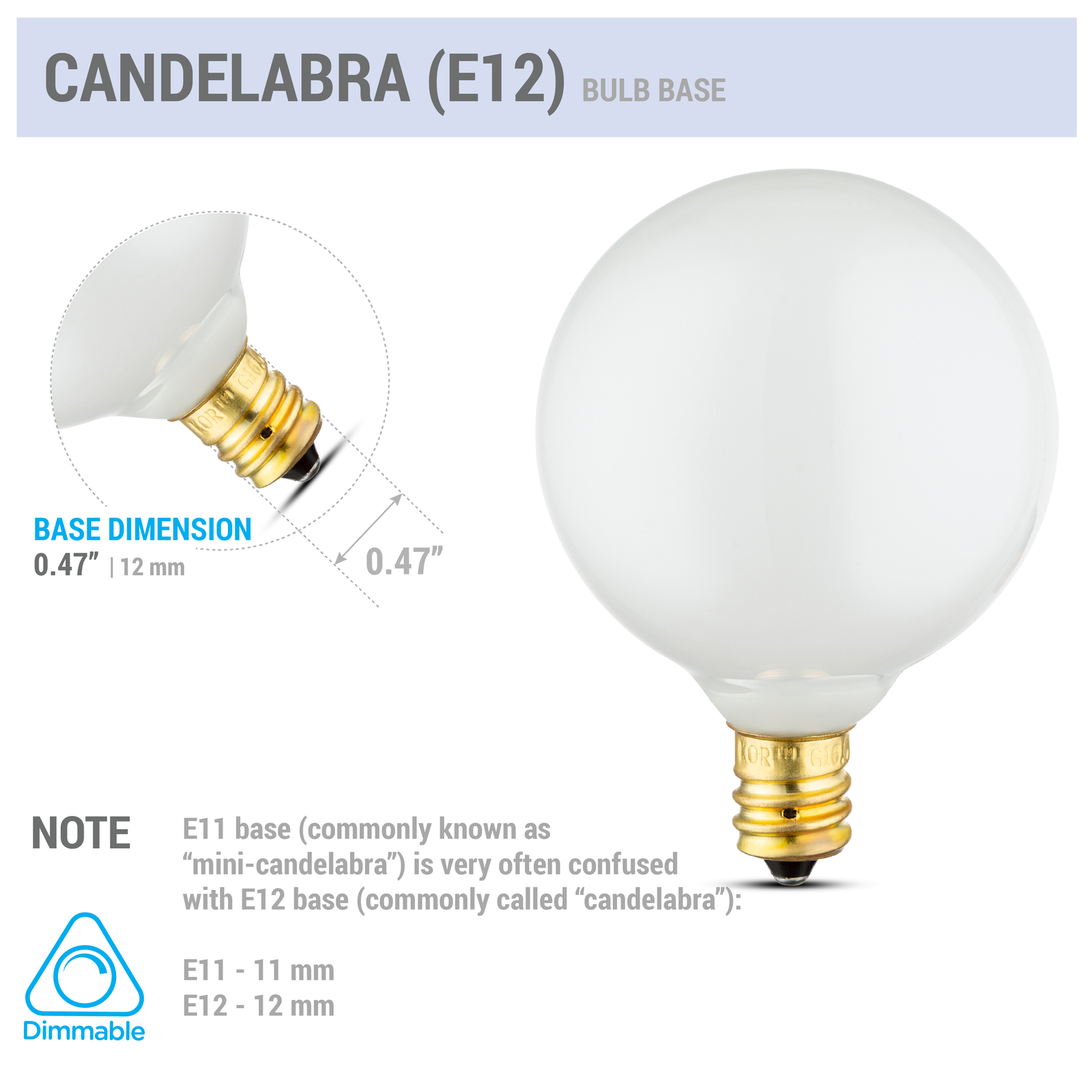 10 Pack Mini Decorative Globe Bulbs 120V 15W G16.5 Candelabra E12 Base White