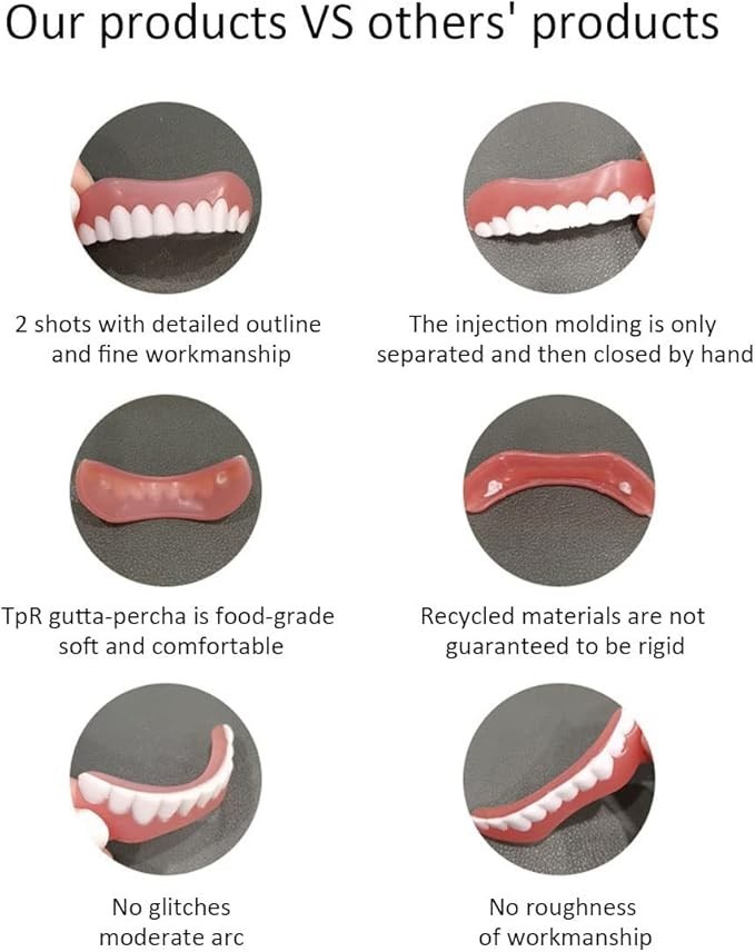 Upper and Lower Veneer, Dentures for Women and Men, Fake Teeth, Natural Shade! F