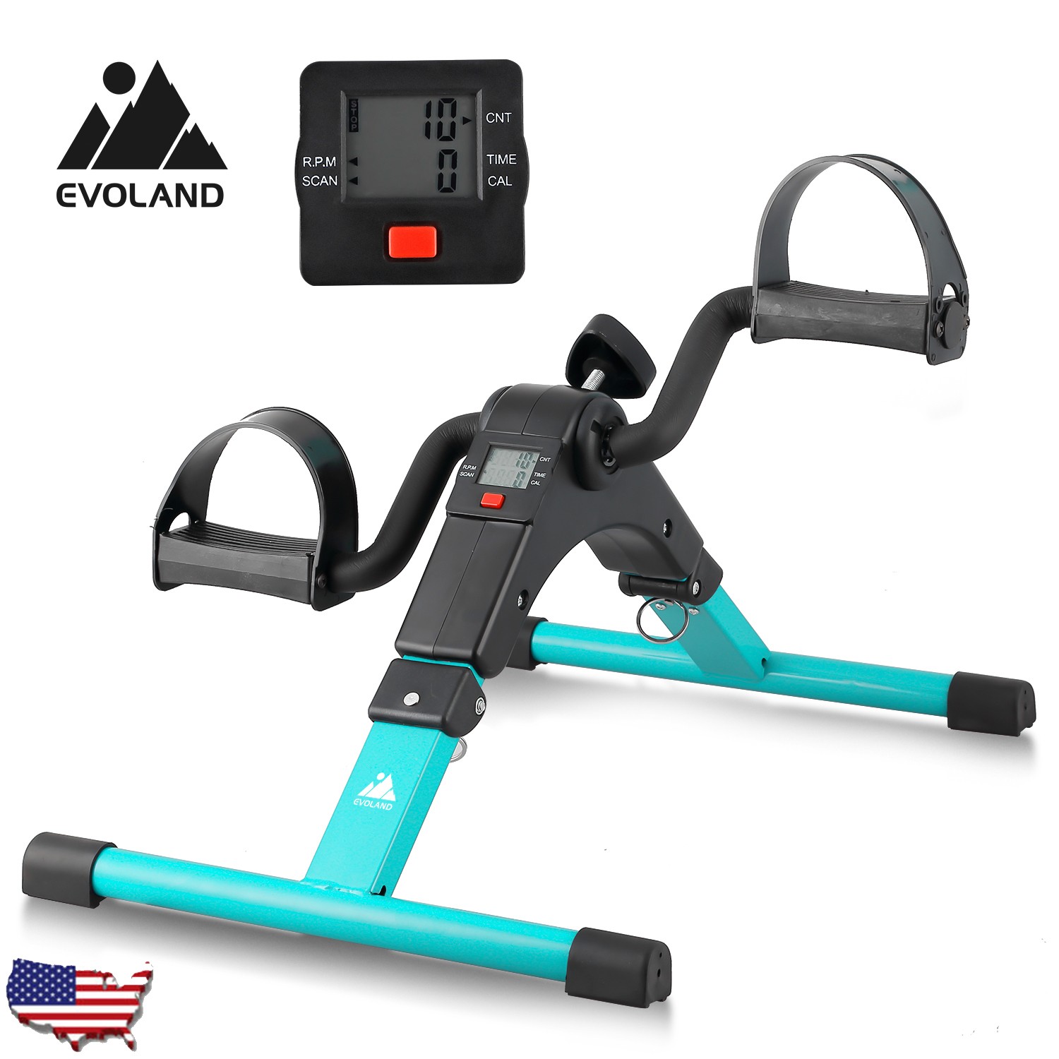 Pedal Exerciser Desk Exercise Bike Leg & Arm Exerciser W/ LCD Monitor Foldable