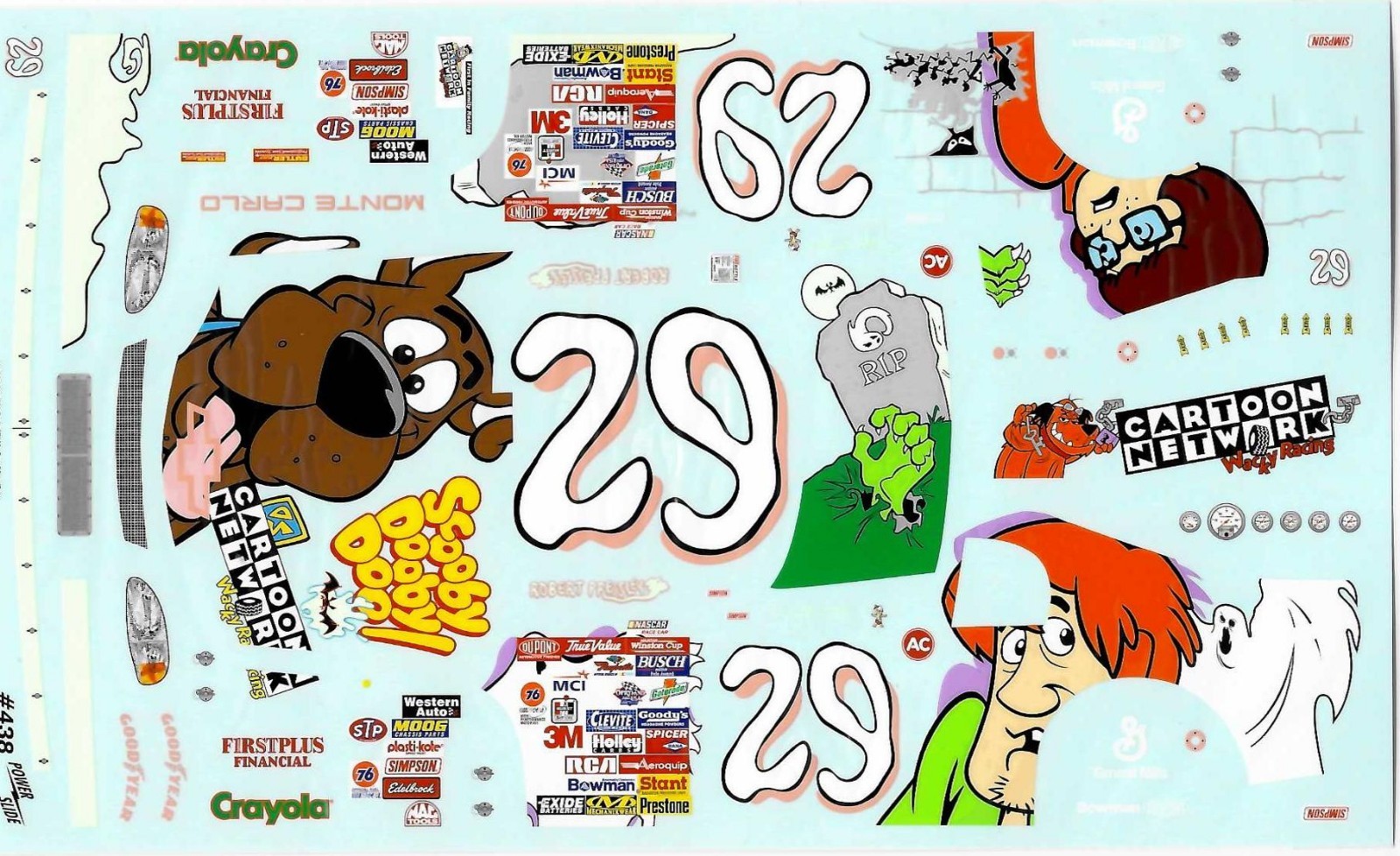 Powerslide 438 #29 Scooby Doo 1997 Robert Pressley 1/24 Nascar waterslide decal