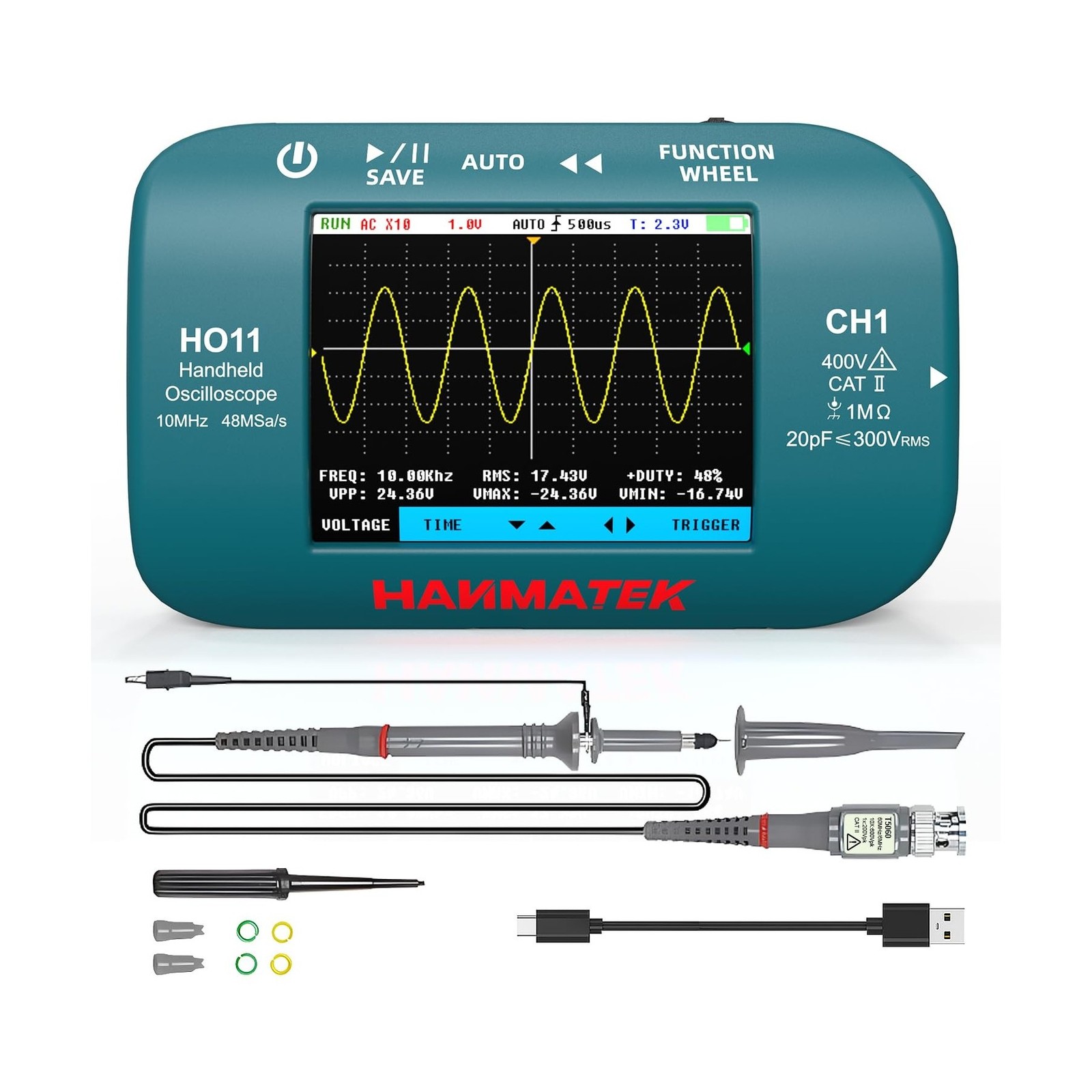 HANMATEK HO11 Handheld Digital Oscilloscope - 10MHz Bandwidth, ... Fast USA SHIP
