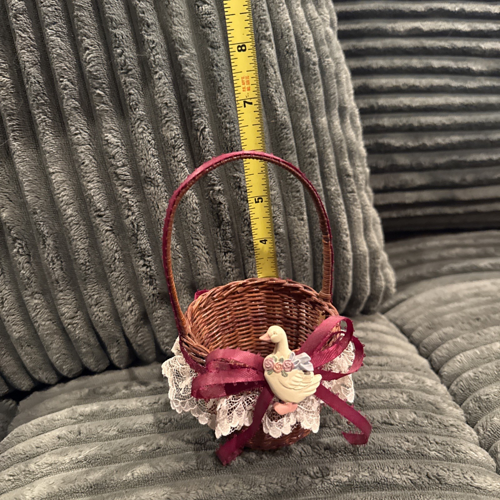 Goose Small Basket With Lace. Grandma Core