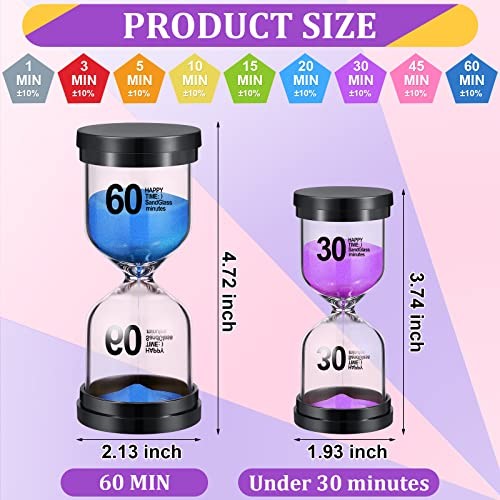 9 Pieces Sand Timer Colorful Hourglass Sand Clock Timer