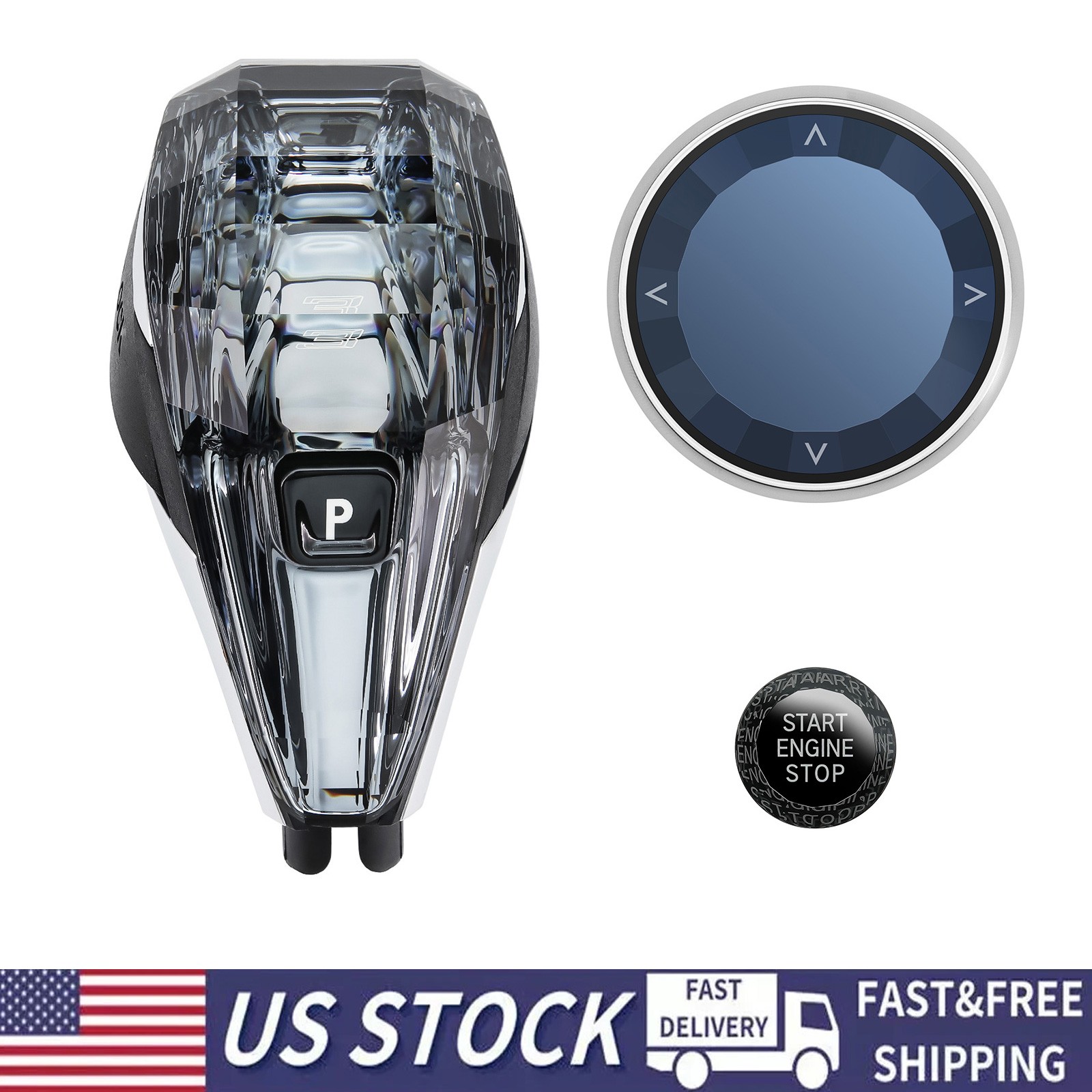 3X Set Crystal Gear Shift Knob Kit for BMW G20 G28 G22 X5 G05 X6 G06 X7 G07 US