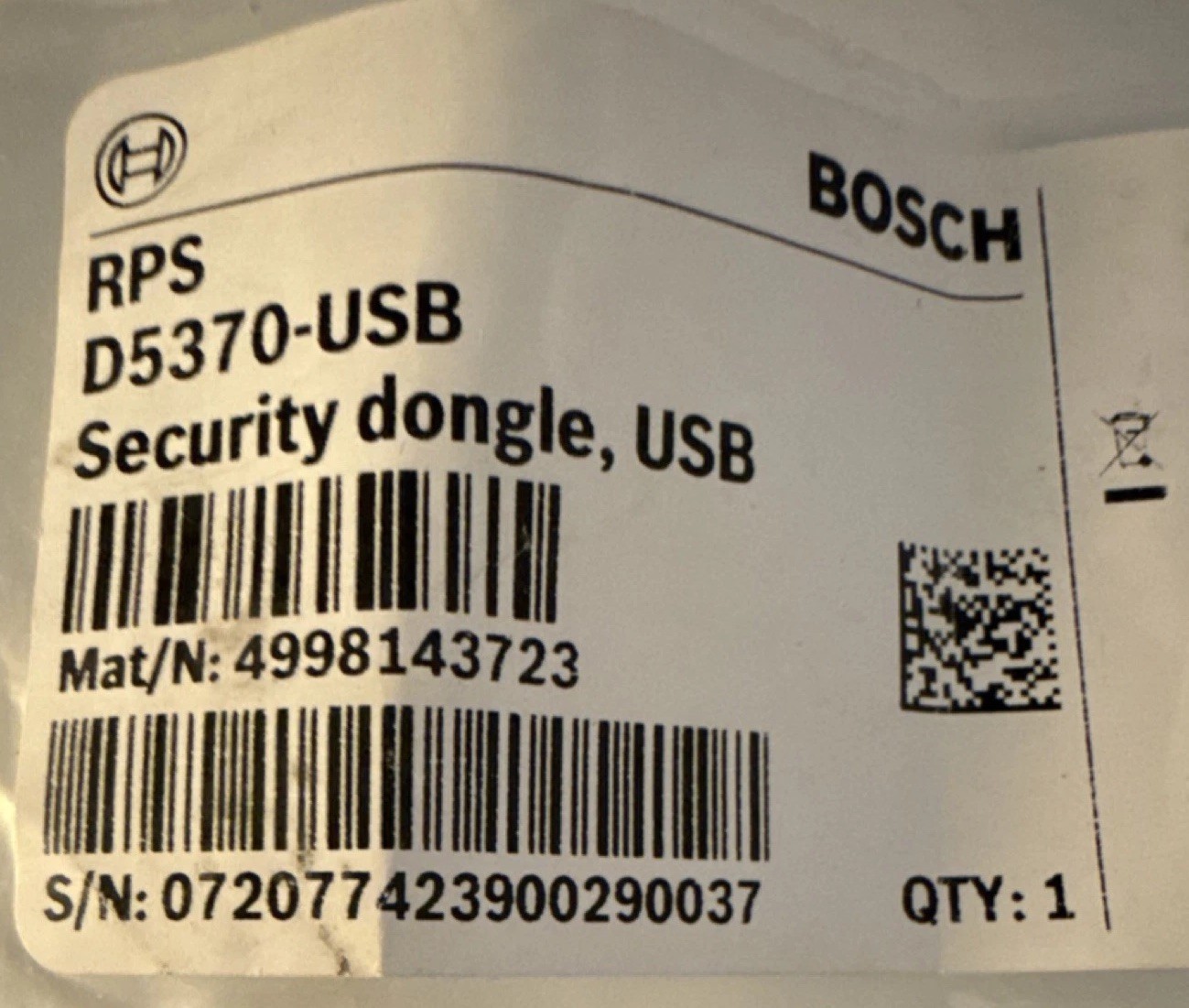 Bosch D5370-USB Security Dongle USB FULL RPS Communication Programming D5370USB
