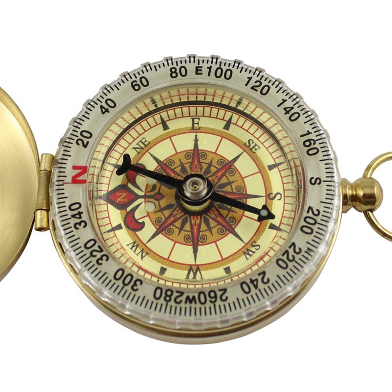 Luminous Pocket Brass Watch Style Military Army Compass Outdoor Camping Keychain