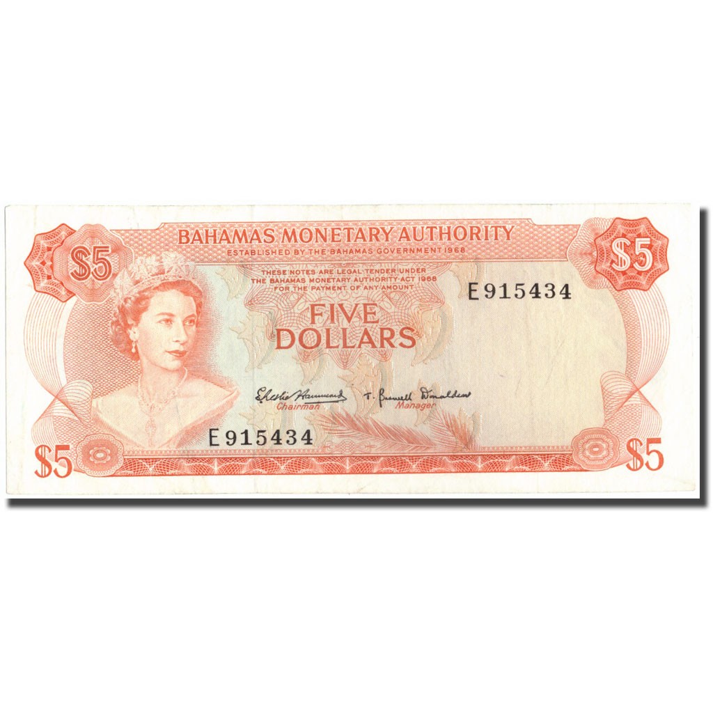[#213981] Banknote, Bahamas, 5 Dollars, 1968, KM:29a, AU