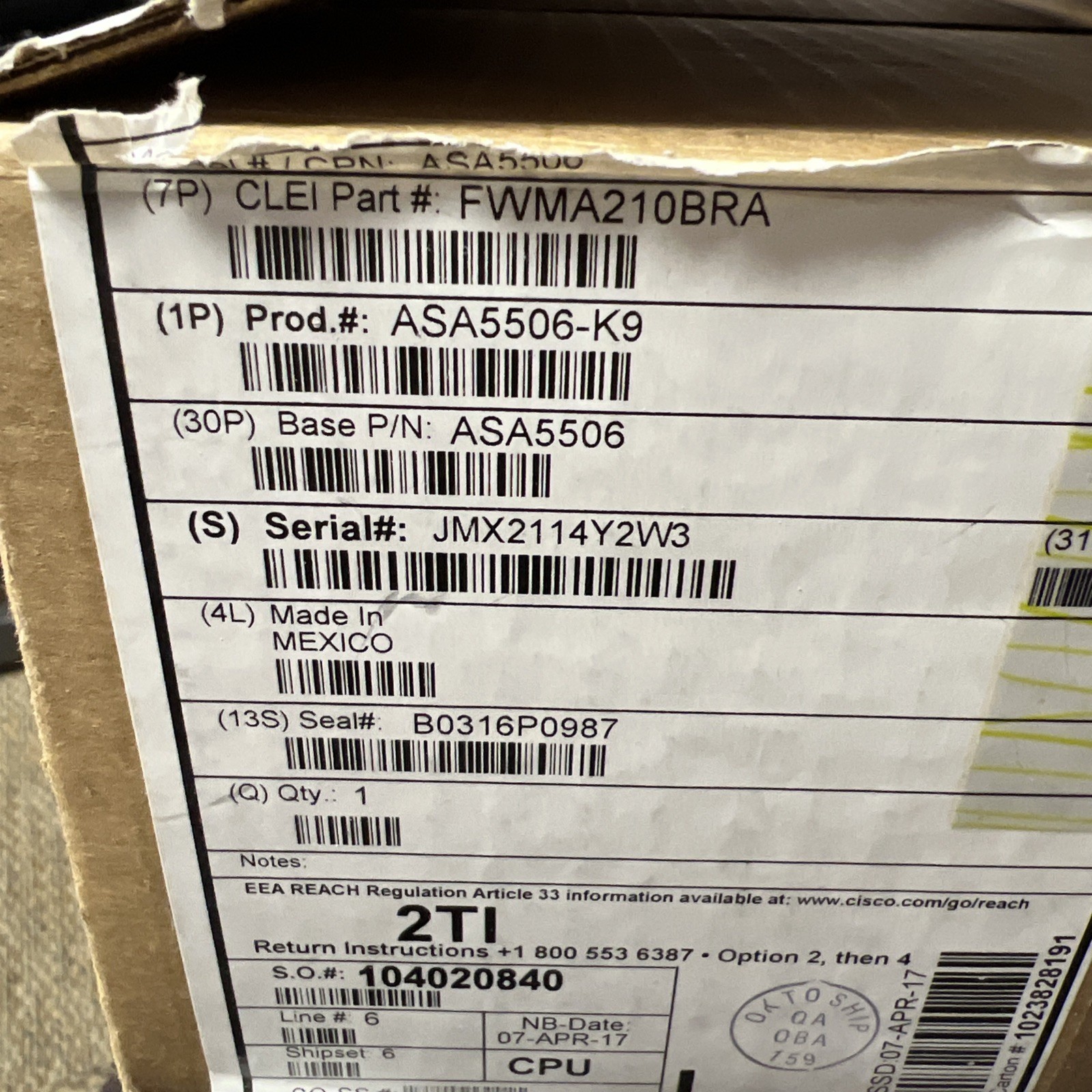 CISCO ASA5506-X Firewall Unlimited Host FirePOWER ASA5506-K9  With License