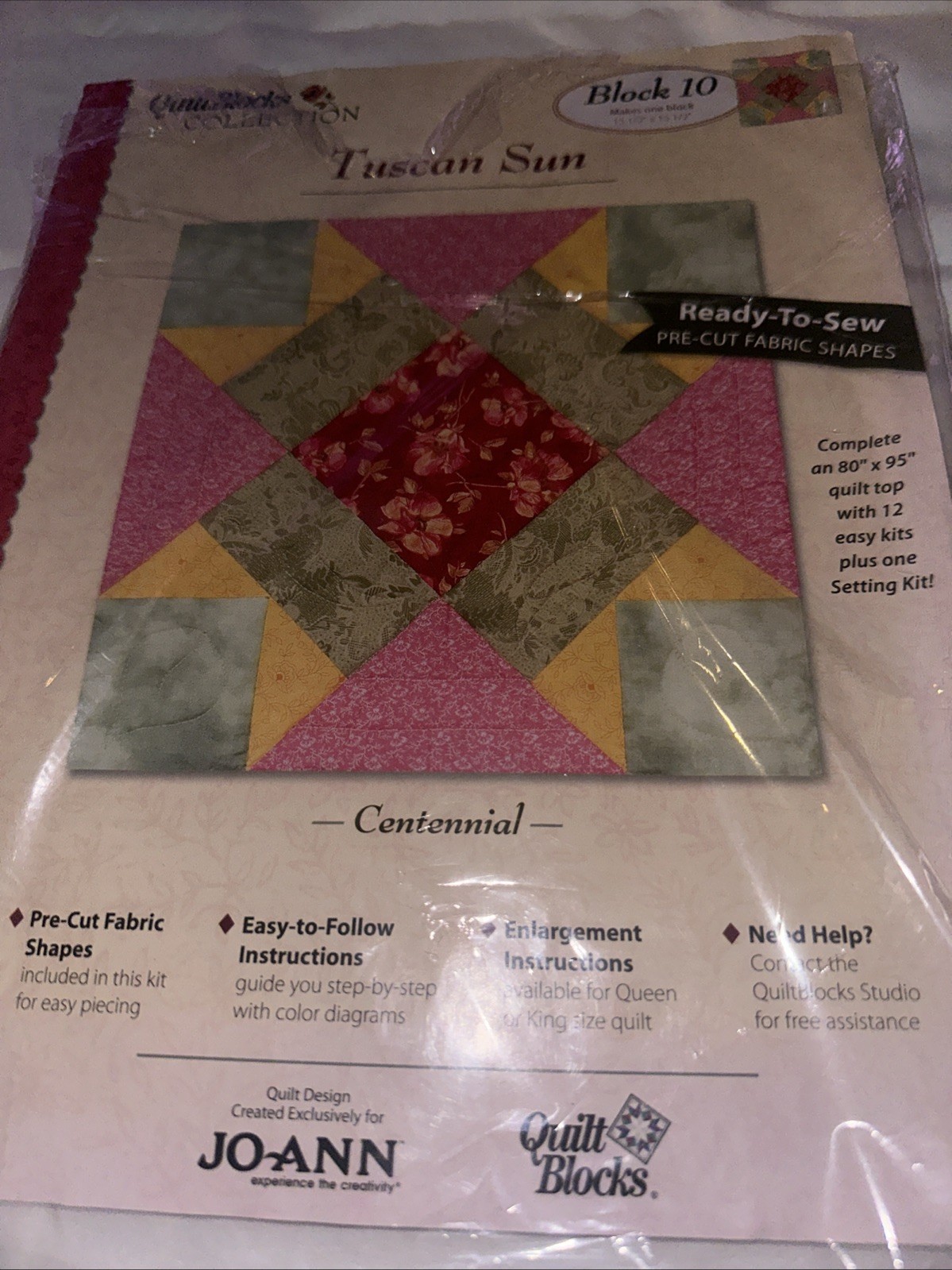 TUSCAN SUN Quilt Block of the Month Kit Block #10 (Centennial) Jo-Ann Fabrics