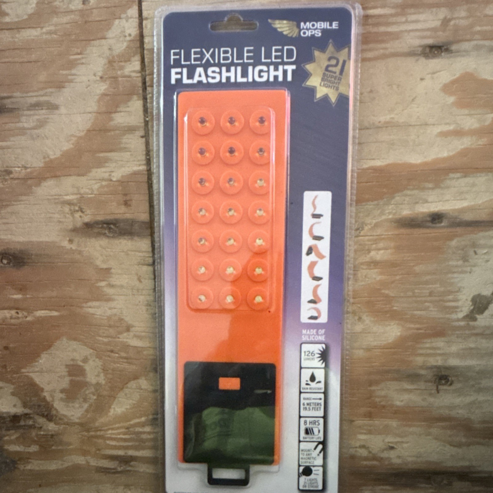 LED Mobile OPS Flexible Flashlight 21 LEDs Magnetic Twist Hook Wrap Stand Orange