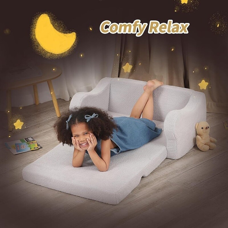 Extra Wide Toddler Chair 2-in-1 Fold Out Lounger Kids Sofa Convertible Couch New