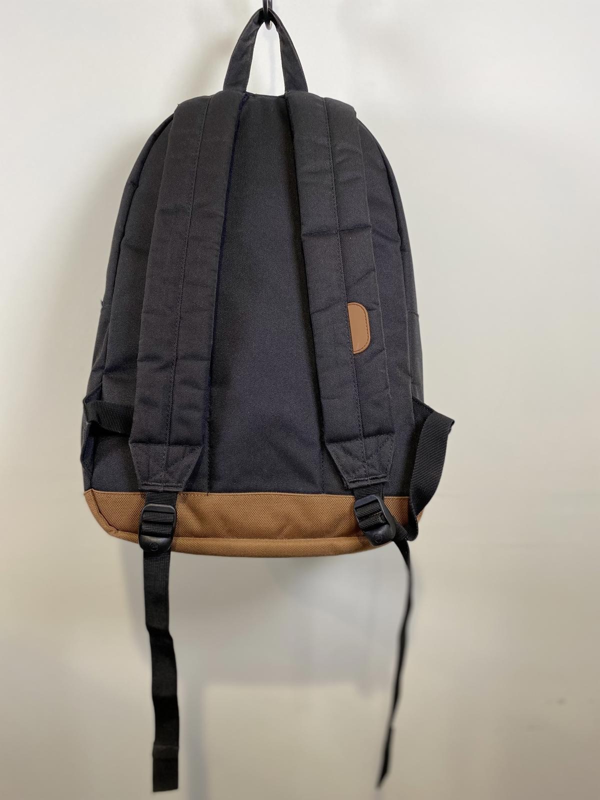 Herschel Black Backpack with Brown Suede Bottom