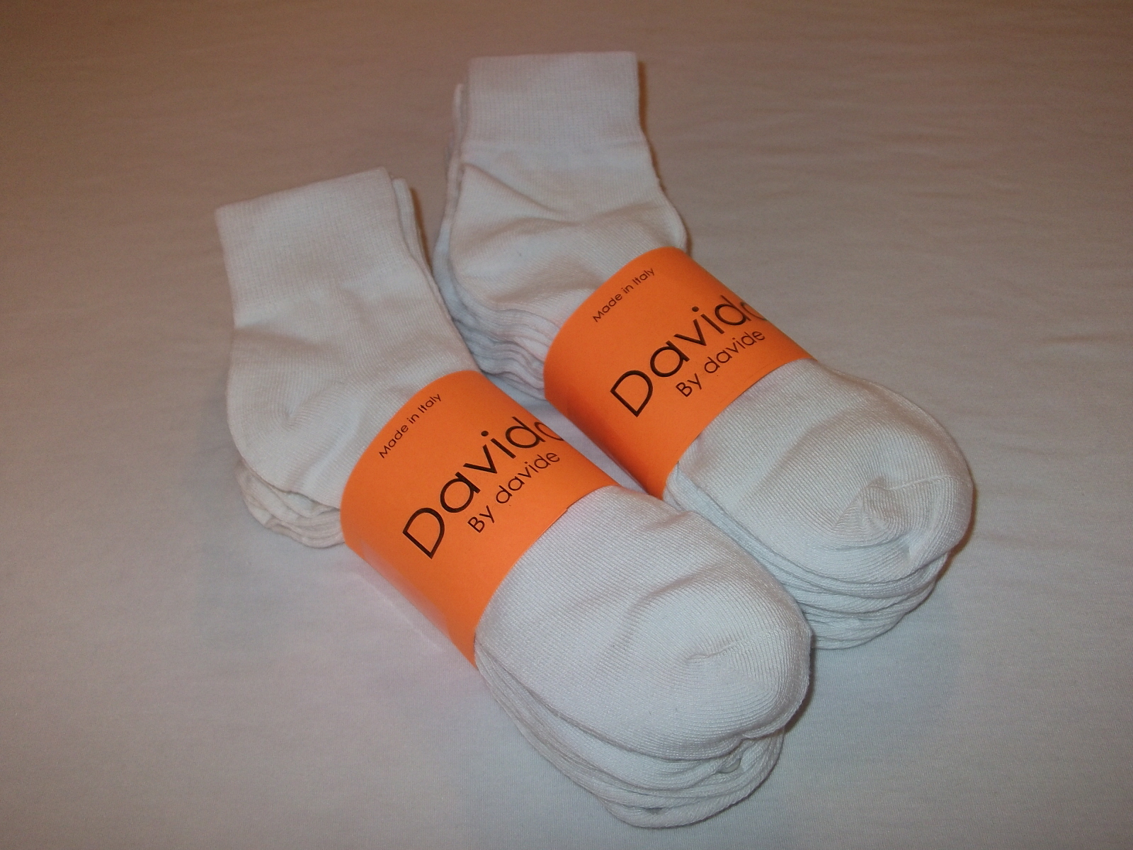 Davido mens socks ankle/quarter made in Italy cotton 12 pair white or black 9-11